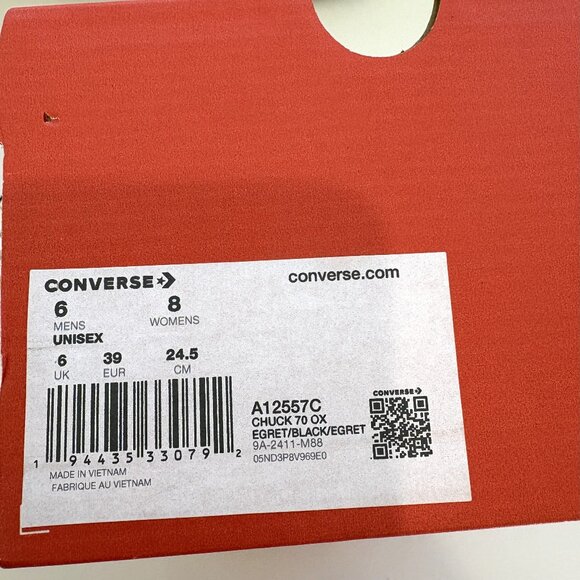 Converse Chuck 70 Ox Chevron Embroidered Sneakers Lace Up Low Top Egret Size 8 - Picture 9 of 9